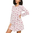 thumbnail image 3 of joogoo Bows Pink Women's Long Sleeve Nightgown Sleepwear L, 3 of 8