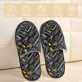 thumbnail image 2 of Honeii Building hand tools Print Furry Slippers Bedroom Slippers for Women and Men Fuzzy Plush Comfy Faux Fur Lined Slide Shoes -Large, 2 of 8