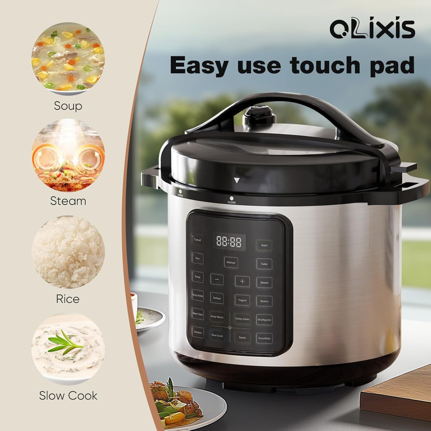 Electric Pressure Cooker 8QT Multi-Cooker with 16-in-1 Functions for Rice, Steaming, Yogurt, Slow Cooking
