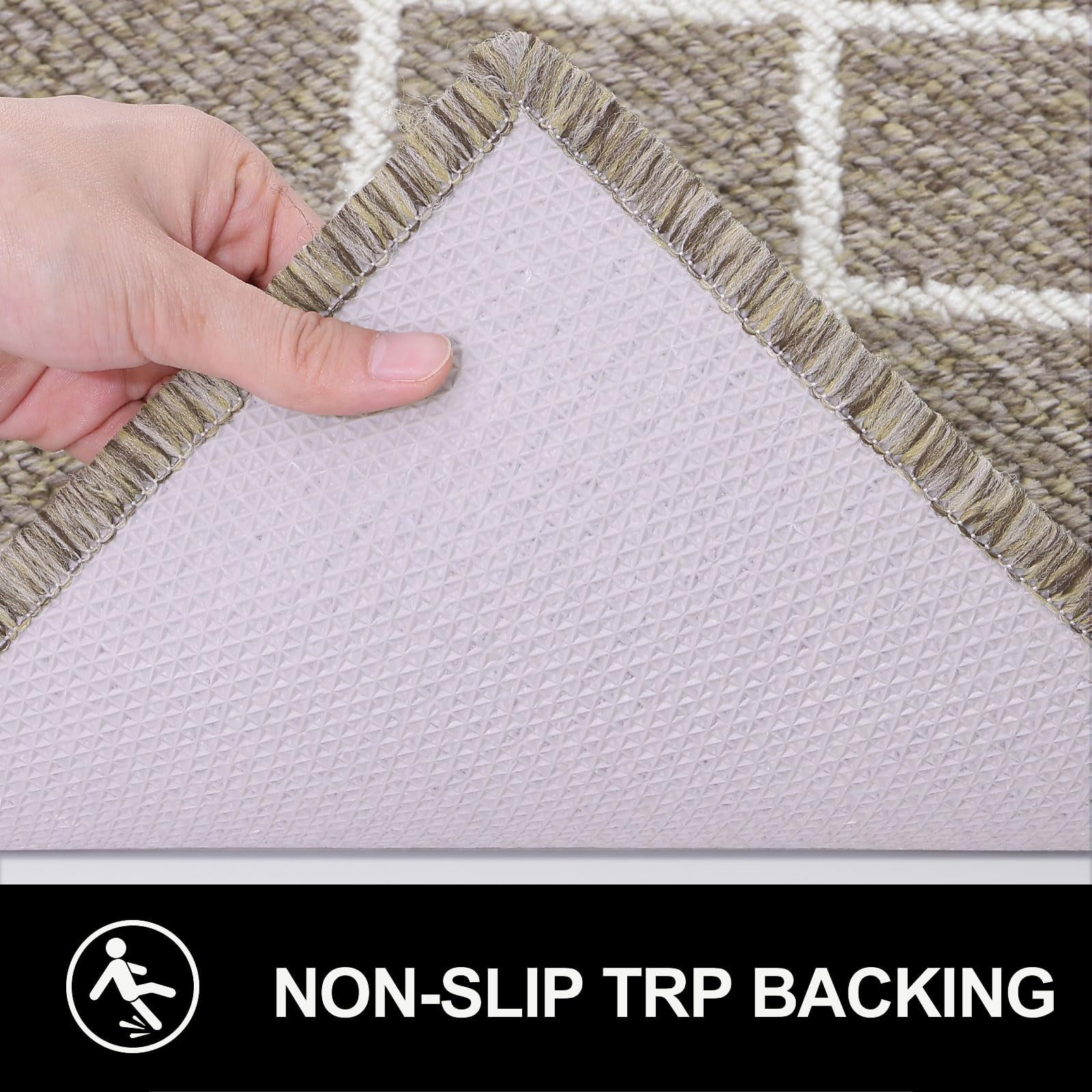 Buganda Indoor Door Mat, 24"x 36", Non Slip Low-Profile Entrance Rug Front Inside Doormats Dirt Trapper Entry Door Rugs for Entryway, Khaki
