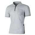 thumbnail image 5 of BiZtdJrK Mens Quarter Zip Polo Shirts Basic Solid Casual Business Polo Shirt Short Sleeve Dry Fit Performance Moisture Wicking Goft Shirts Limited Time Deals of Today Gray M, 5 of 6