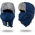 thumbnail image 2 of Lainin Winter Outdoor Trapper Hat, Russian Ushanka Trooper Aviator Ski Hat Earflap with Mask for Men & Women, 2 of 13