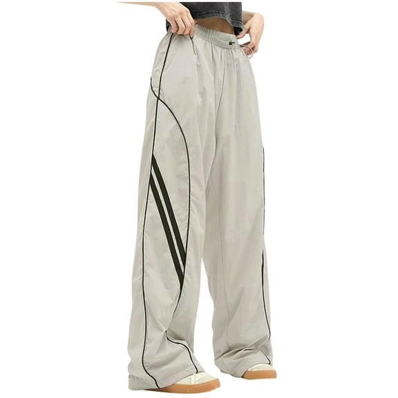 Kvture Womens Baggy Sweatpants Trendy Y2k Track Pants Wide Leg Cargo Joggers Sport Pants Streetwear-Gray XL