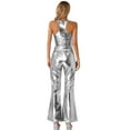 thumbnail image 2 of Eandarui Womens 2Pcs Carnival Disco Party Outfits Tank Vest Tops with Flared Bell Bottom Pants Silver M, 2 of 8