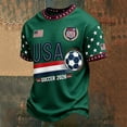 thumbnail image 2 of Soccer Cup 2026 Jersey for Men, Crew Neck Short Sleeve USA Stars Graphic Tee with Mesh Fabric - Breathable Athletic Top for Match Day & Gym Army Green L, 2 of 5