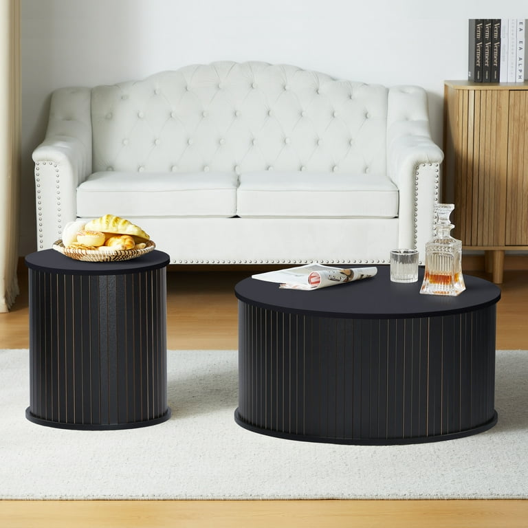 Black coffee table set with storage discount