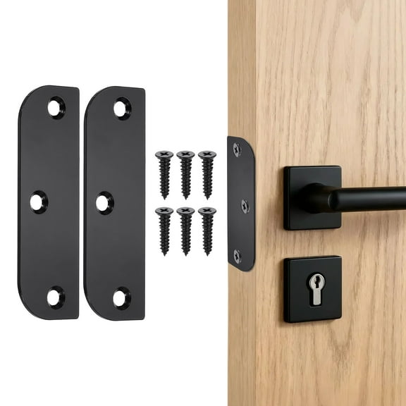 Uxcell 2 Pack Door Hinge Filler Plates, 3.5 Inch with 5/8 Inch Stainless Steel Door Hinge Shims Doors Hole Cover Plate with Screws, Black