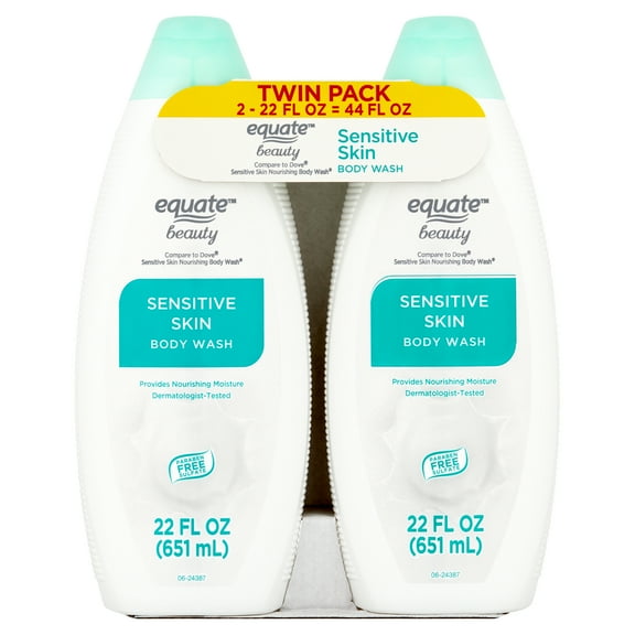 Equate Sensitive Skin Body Wash, 22 fl oz (2 Count), Compare to Dove® Sensitive Skin Nourishing Body Wash