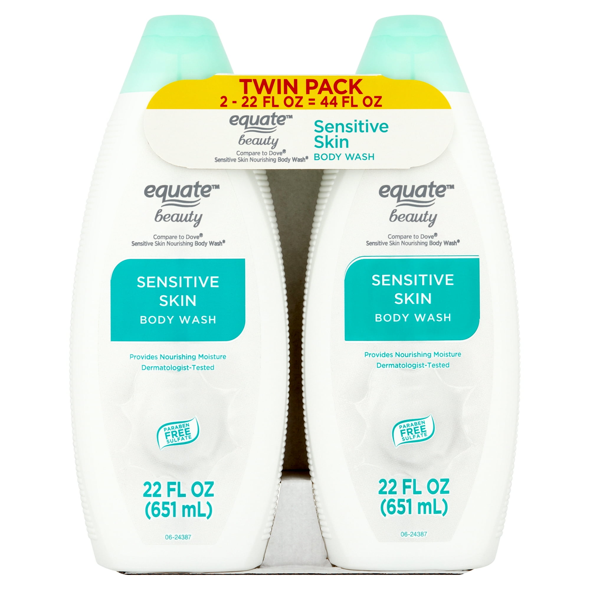 Equate Sensitive Skin Body Wash, 2 Pack, 22 fl oz Each