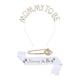 thumbnail image 2 of Conjunto de banda para futura mamá, banda de satén decorativa, tiara, banda para futura mamá para fiesta de baby shower Oro blanco, 2 of 9