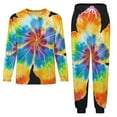 thumbnail image 3 of Tie-Dye Petals Men's Pajama Set Sleepwear Pjs Lightweight Long Sleeve Crewneck Shirts and Bottoms Soft Comfy Sleep Sets XS, 3 of 5