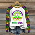 thumbnail image 2 of FrzhBrz Mardi Gras T Shirts for Women Mardi Gras Tops for Women Graphic Mask Printed Long Sleeve Sequin Raglan Sweatshirt Carnival Party Parade Shirts, 2 of 4