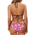 thumbnail image 6 of Chririnla Women's Halter Neck Two-Piece Bikini Set - Vibrant Hawaiian Hibiscus Floral Print, Tie Side Bottoms, Quick Dry Swimwear for Beach Vacation & Pool Party, 6 of 9