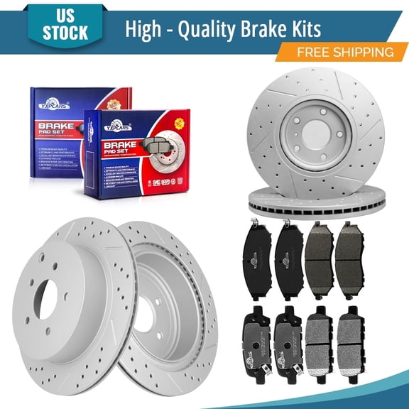 YXPCARS 12PCS Brake Kits, Brake Rotors Ceramic Brake Pads for Infiniti Q70 Q70L QX70 M35h M37 M56 Nissan Murano, Front Rear (31375, 31348, D888, D905)