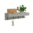 Floating Shelves Vintage Grey Coat Rack Wall Mounted with Shelf, Rustic Farmhouse Entryway