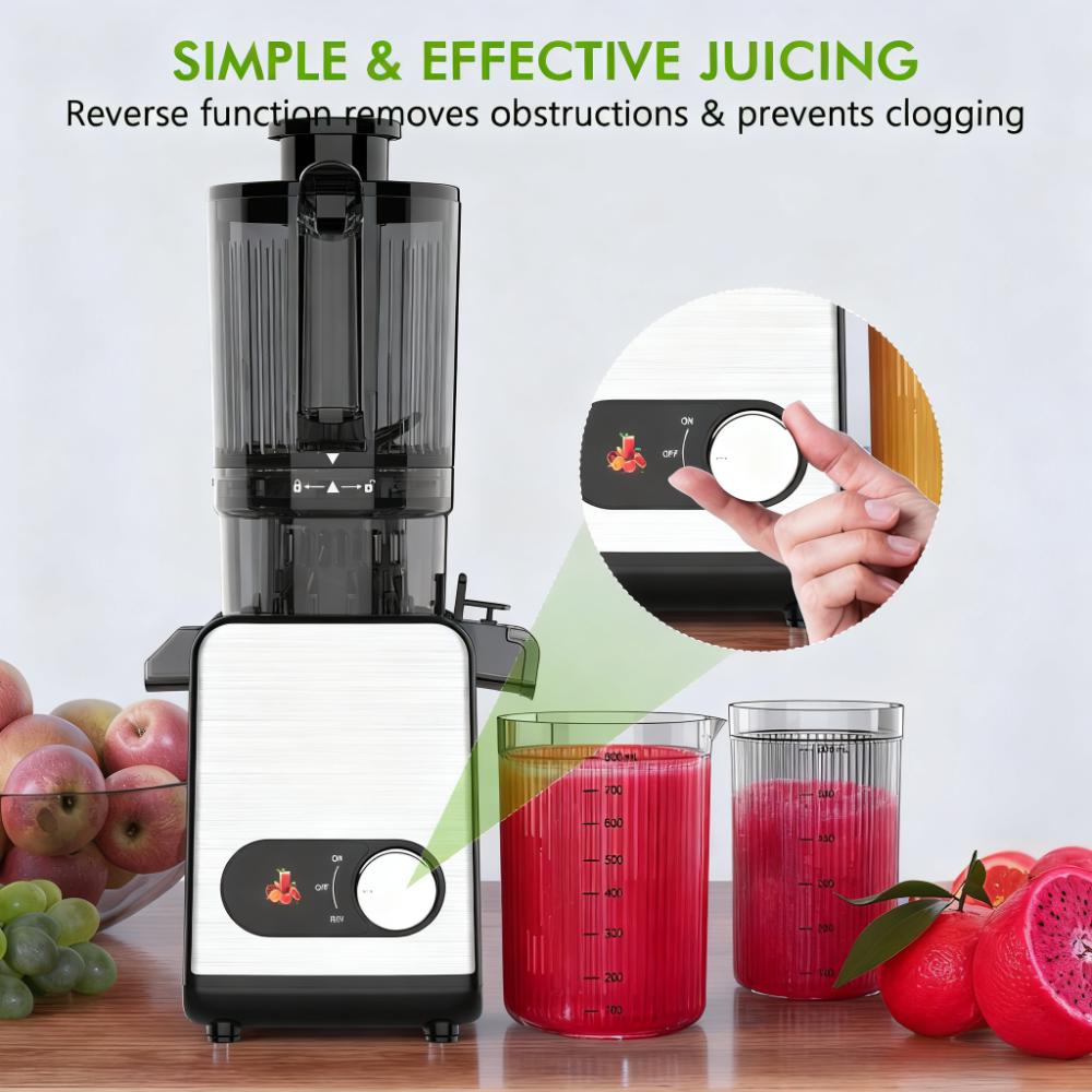 KNDKO Clod Press Juicer, 4.35" Wide Feed Chute Juicer Machine, Slow Masticating Juicer for Whole Vegetables & Fruits