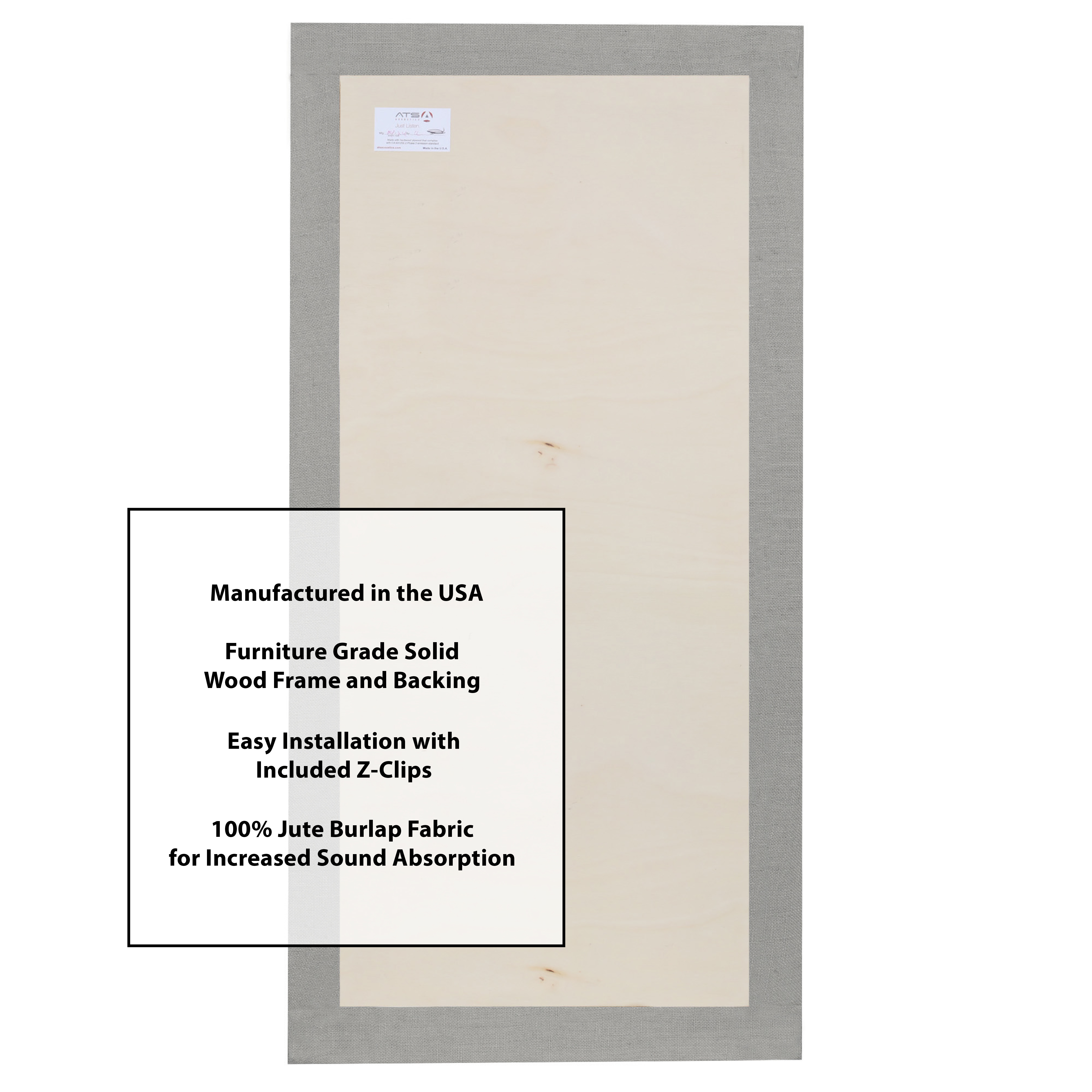 ATS Acoustics Sound Absorbing Acoustic Panel 24" x 48" x 2" Beveled Edge (Ivory)