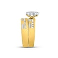 thumbnail image 4 of 14kt Yellow Gold His Hers Round Diamond Cluster Matching Wedding Set 3/4 Cttw, 4 of 5