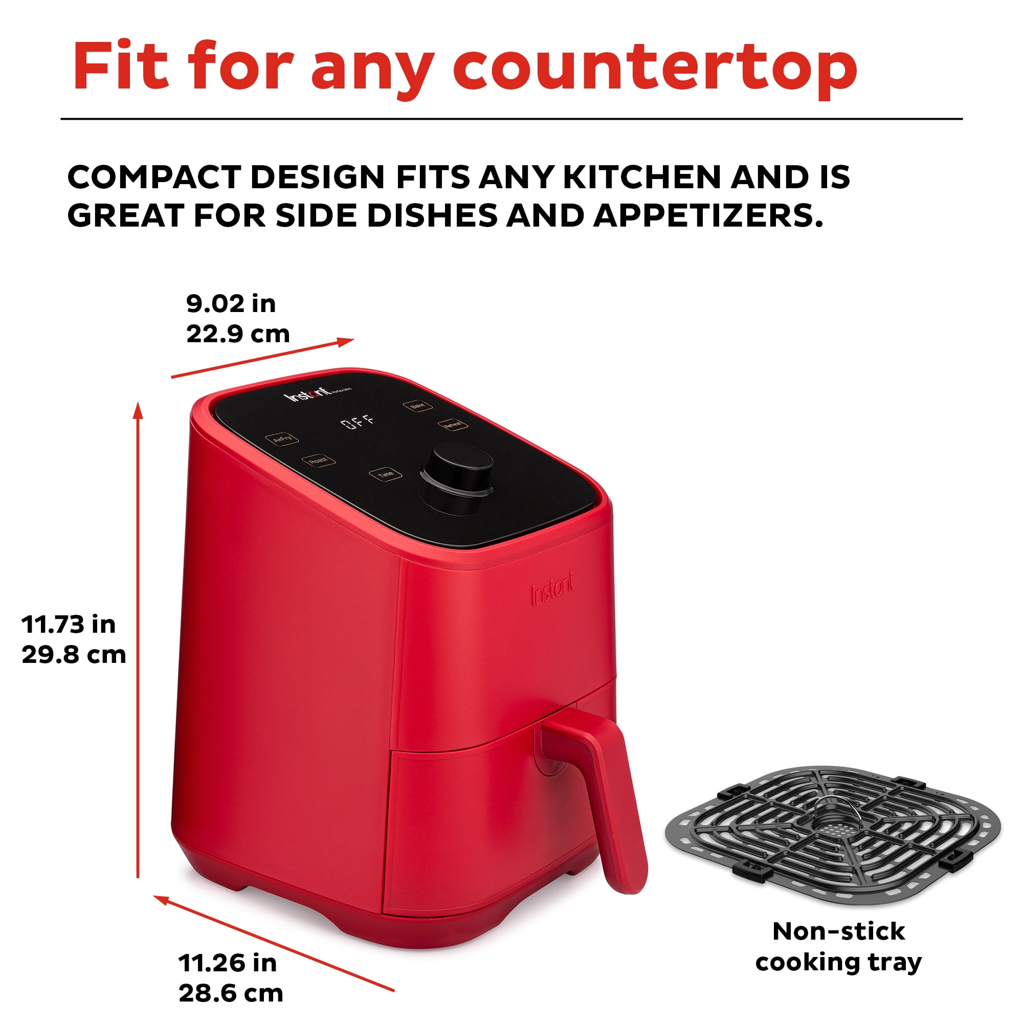 Instant Vortex 2 Qt Air Fryer 4-in-1 Air Fry, Bake, Roast and Reheat, Red