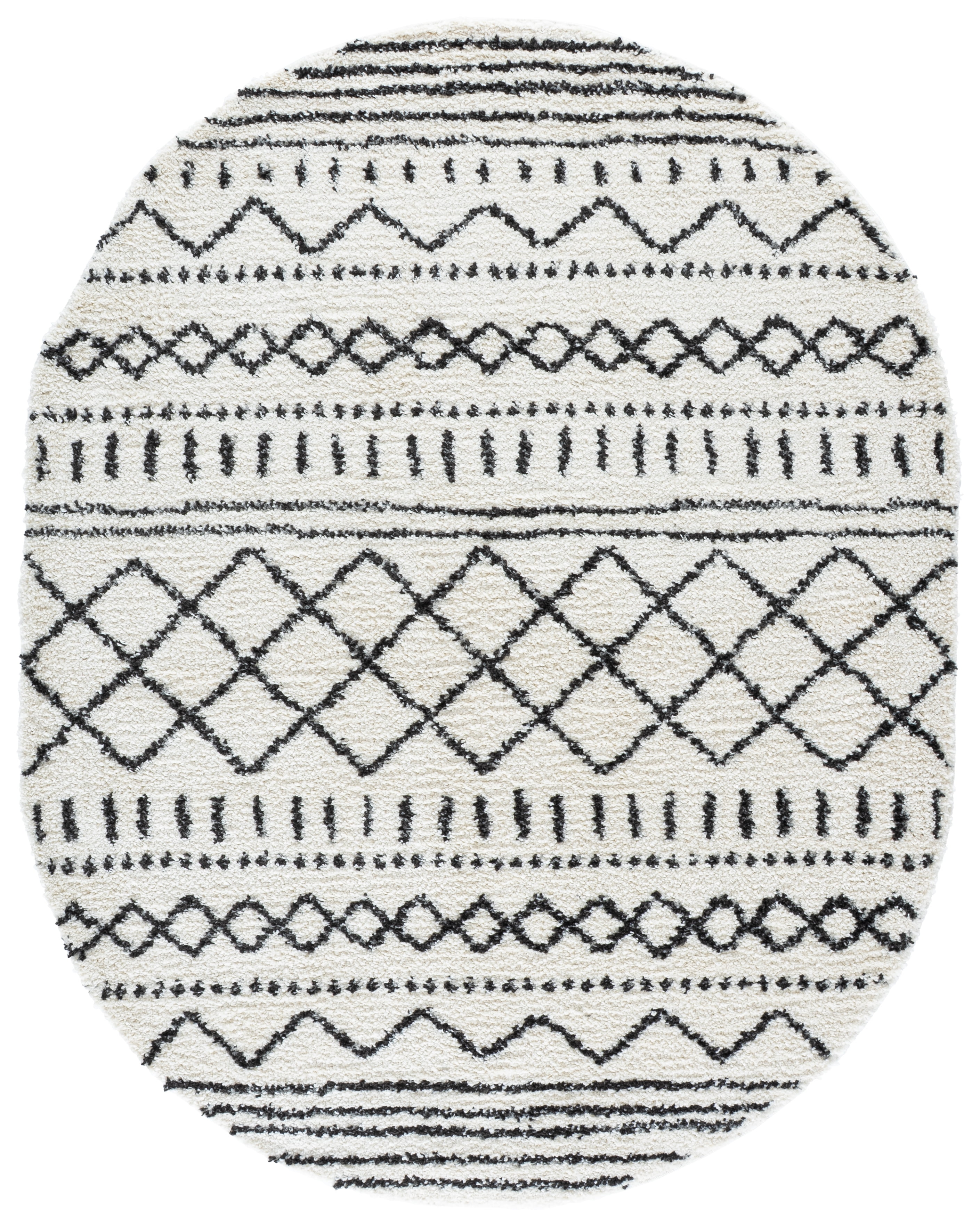 Safavieh Arizona Teagan Geometric Shag Area Rug, Ivory/Black, 6' x 8' Oval