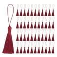thumbnail image 1 of Uxcell 45Pcs Mini Silky Bookmark Tassels, Handmade Soft Floss Craft Tassels with Cord Loop, Rojo Vino, 1 of 6