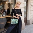 thumbnail image 5 of FORMRS Women Crossbody Purse with Chain Strap Vegan Leather Shoulder Handbag, Green Geometric Flowers, 5 of 7