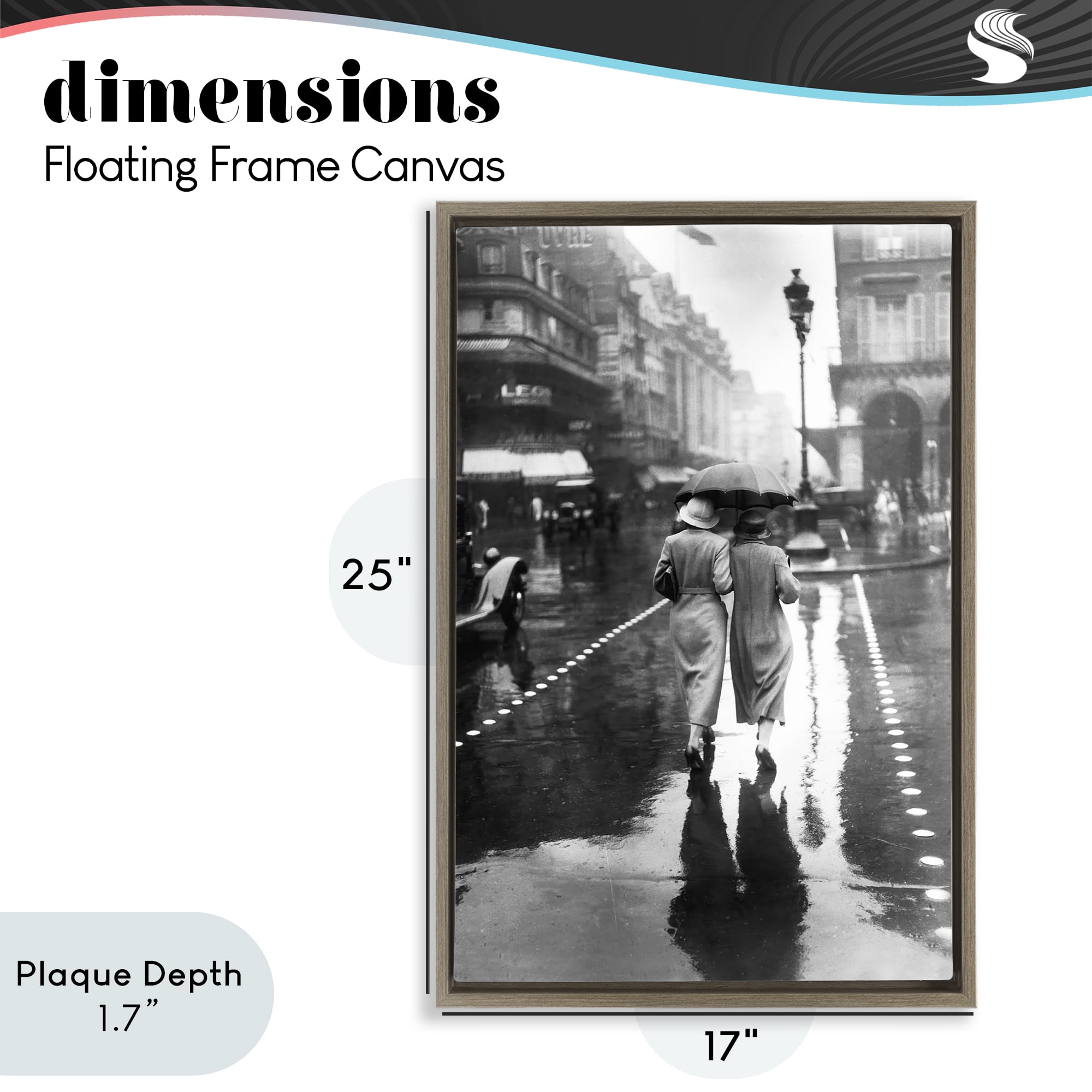 Stupell Industries Paris In The Rain Brown Framed Floater Canvas Wall Art, design by Vintage Hustle