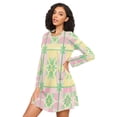 thumbnail image 3 of FORMRS Womens Long Sleeve Nightgowns Crew Neck Sleep Shirt Soft Pajamas Sizes S-3XL, Retro Beige Stars, 3 of 8