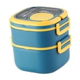 thumbnail image 2 of Fiambrera portátil Bento Box con tapa hermética, recipiente para ensaladas, comida caliente o fría. Doble nivel azul, 2 of 9