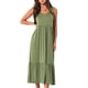 thumbnail image 1 of Lucakuins, vestidos midi de verano para mujer, moda de vacaciones, cuello en V, color sólido, sin mangas, playa, vestido acampanado Lucakuins moda, 1 of 9