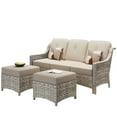thumbnail image 2 of Ovios 3 Stainless Steel Spacious Outdoor Conversation Sets with Ottoman and Table, Beige, 2 of 3