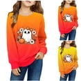 thumbnail image 5 of Odeerbi Toddler Boys Girls Halloween Pumpkin Ghost Crewneck Sweatshirts Fall Winter Pullover Sweatshirt 1-12 Years Kids Long Sleeve Halloween Printed T-shirt Top Toddler Clothes Orange, 5 of 5