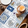 thumbnail image 3 of Summer Ocean Table Runner 72 Inches, Nautical Coastal Fish Food Wine Crab Navy Blue Bed Runner Dresser Scarves Tabletop for Indoor Outdoor Parties/Ceremony/Banquet, 14" x 72", 3 of 9