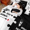 thumbnail image 4 of Homewish Romantic Valentines Day Bedding Comforter Set 7 Pieces, Black White Full Bedding Set, Adult Couple Men Women Reversible Fitted Sheet Flat Sheet, Luxury Bedroom Decor, 4 of 7