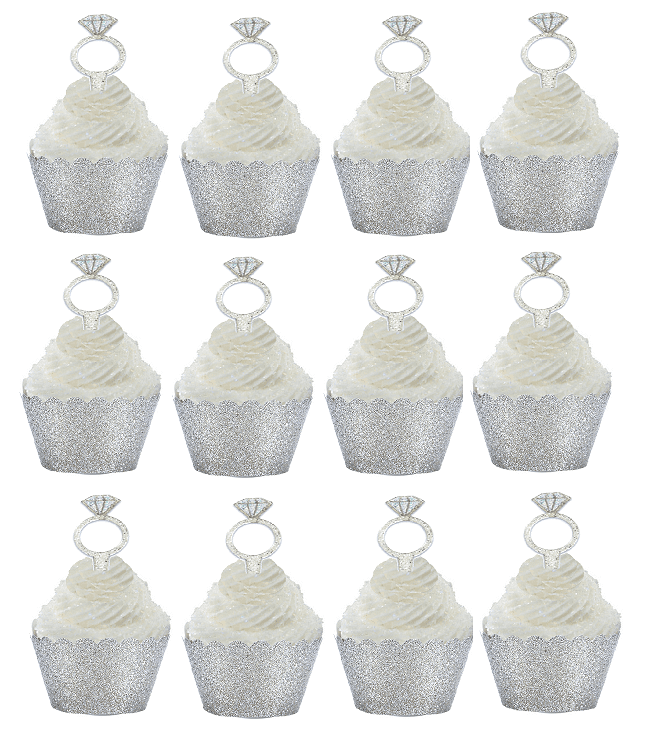 Engagement Baby Showers Bridal Showers SALE Damask Cupcake Wrapper Ivory Shimmer Pack of 12 Weddings