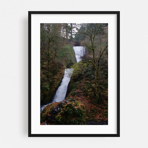 Untitled - Los Angeles Oregon Photography Waterfall Autumn Nature Forest Scenic Wilderness Woodland Black Framed Wall Art Print 5 x 7 inches