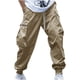 thumbnail image 2 of Pantalones largos para hombre, informales, lisos, con bolsillo, cintura elástica, para exteriores, con cordón ajustable, para trabajo, 2 of 5