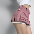 thumbnail image 3 of REALiKUN Women Mini Denim Shorts Fashion Summer Casual Solid High Waisted Pleated Ruffle Hem Jean Short Lining Skirt, 3 of 8