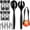 Black, variant on Disposable Serving Utensils - Set of 18 Party Utensils, 6 Each 6" Tongs, 10” Spoons, 10” Forks, Black