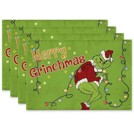 

Christmas Table Runner Merry Grinchmas Table Cloth Winter Holiday Party Decoration Indoor Outdoor Kitchen Home Dining Table Birthday Table Decor