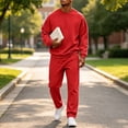thumbnail image 5 of Men's 2 Piece Loose Fit Crewneck Tracksuit Set, Long Sleeve Pullover Sweatshirt & Drawstring Sweatpants with Side Pockets, Workout Running Activewear Outfit, 5 of 6
