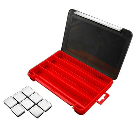 Fishing Tackle Box 12 Compartments Fish Bait Lure Storage Box Plastic Storage Case Box Fishing Accessories-Red