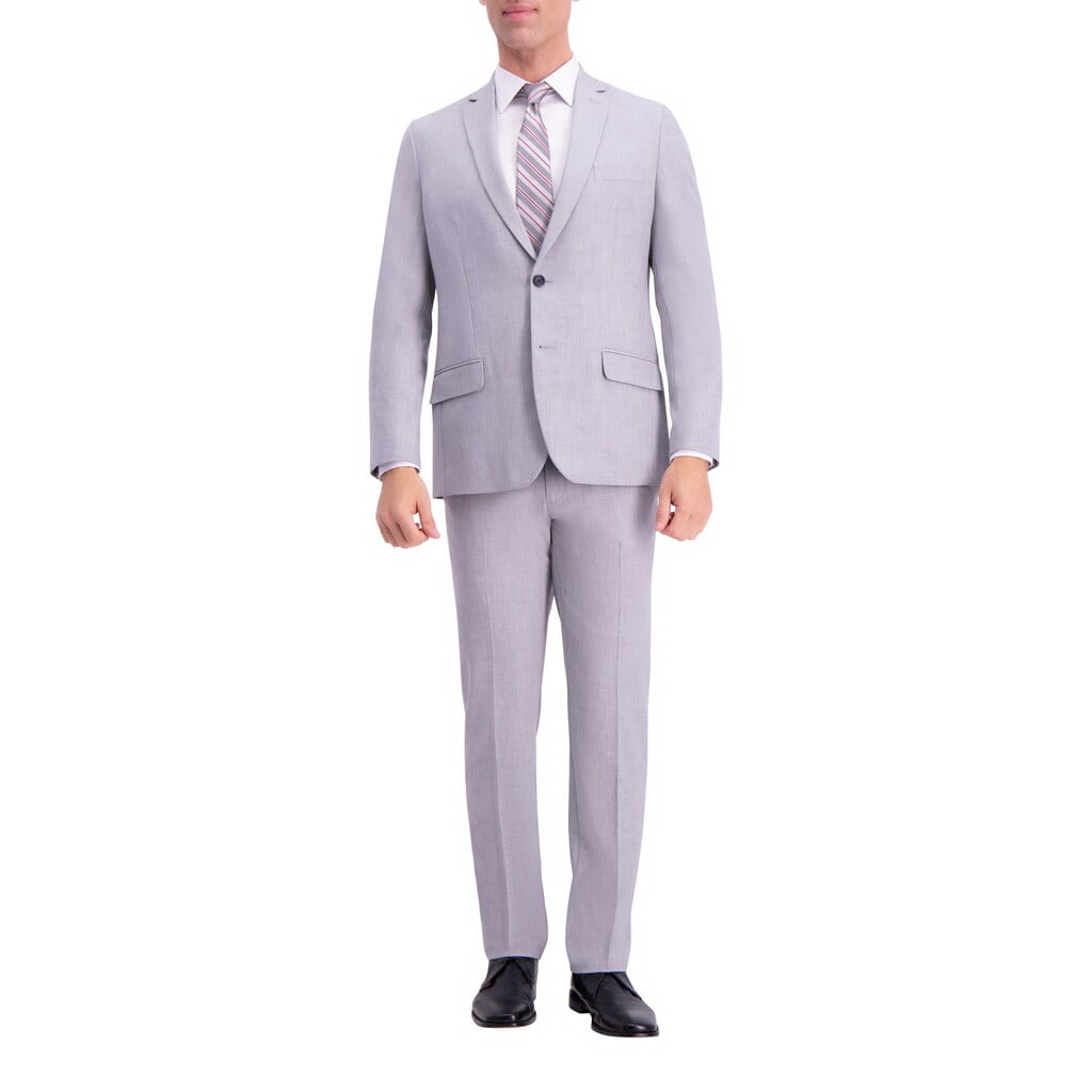 Light Grey 40S J.M Haggar Mens Solid Gab 4-Way Stretch Slim Fit Suit Separate Coat 
