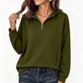 thumbnail image 7 of Lcziwo Women's 1/4 Zip Pullover Long Sleeve Solid Casual Hoodies Oversized Y2K Fall Winter Fashion Sweatshirt with Pockets Army Green,XL, 7 of 7