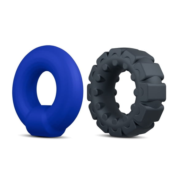 Eden 2 Piece Silicone Penis Ring Set, Black