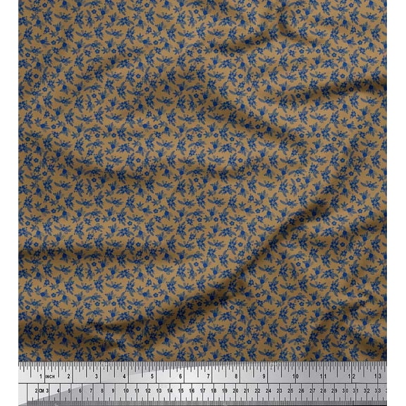 Soimoi Cotton Duck Fabric Leaves & Floral Shirting Print Sewing Fabric Yard 42 Inch Wide