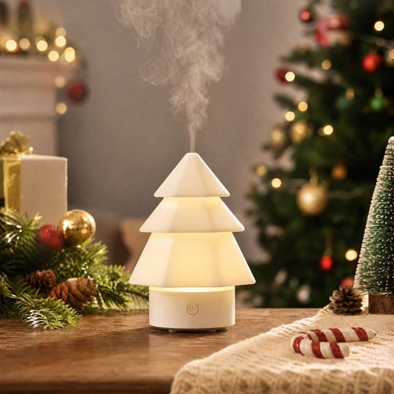 Christmas Tree Ultrasonic Diffuser Essential Oil Humidifier Night Light with Color Mist for Desktop Relaxation