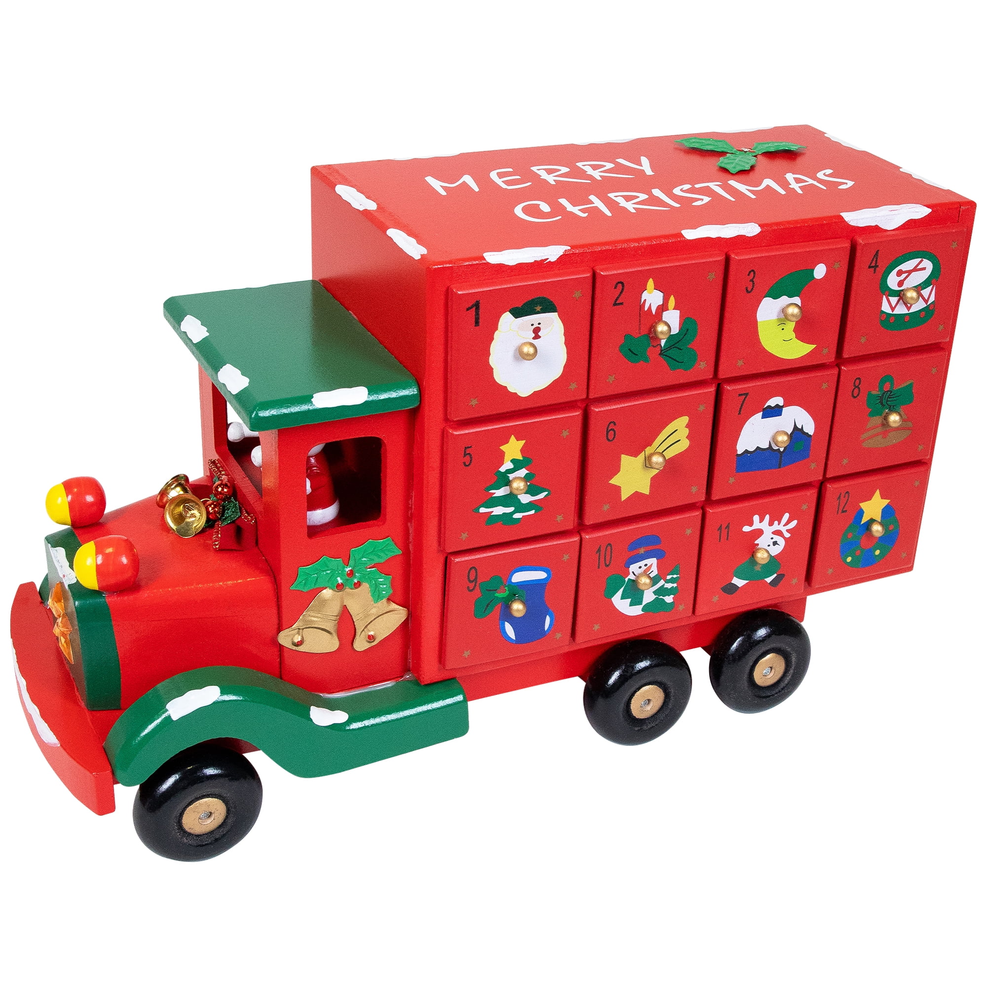 Northlight Advent Calendar Storage Truck Christmas Decoration - 14" - Red