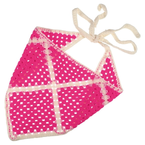 Unique Bargains 1 Pc Fashion Rhombus Hollow Triangle Headwrap for Women 19.69"x9.06" Rose Red