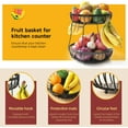 thumbnail image 3 of 2 Tier Fruit Basket for Kitchen Counter with 2 Banana Hangers, Metal Stackable Fruit Bowl for Kitchen Counter for Bread Vegetable Fruits, Black, 3 of 7